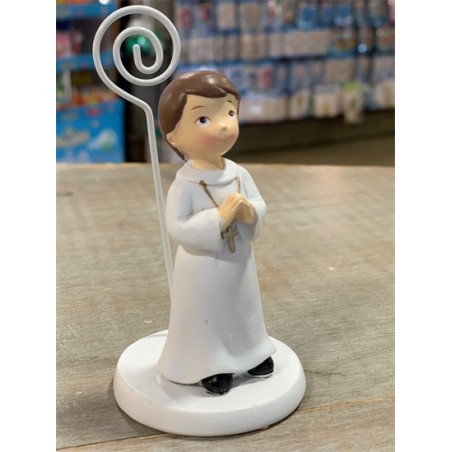 FIGURINE MARQUE PLACE RESINE COMMUNION GARCON 5,5 X 5,5 X 10,5 CM