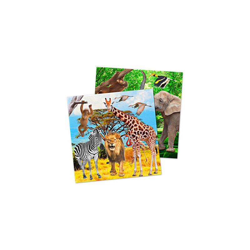 20 SERVIETTES ANIMAUX DE LA JUNGLE SAFARI 33 X 33 CM 20 SERVIETTES ANIMAUX DE LA JUNGLE SAFARI 33 X 33 CM