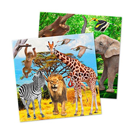20 SERVIETTES ANIMAUX DE LA JUNGLE SAFARI 33 X 33 CM 