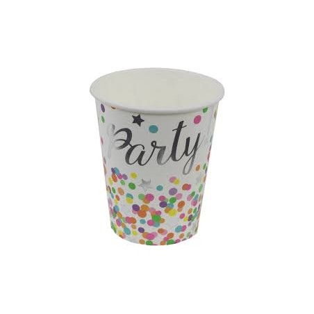 8 GOBELETS MULTICOLORES PARTY 250 ML