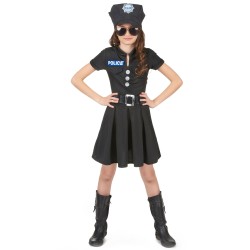 DEGUISEMENT ROBE POLICE NOIRE FILLE TAILLE 7/9 ANS