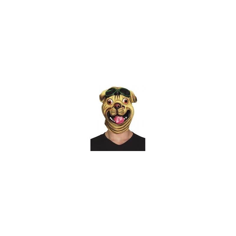 MASQUE CHIEN BOULEDOGUE AVEC LUNETTES LATEX MASQUE CHIEN BOULEDOGUE AVEC LUNETTES LATEX