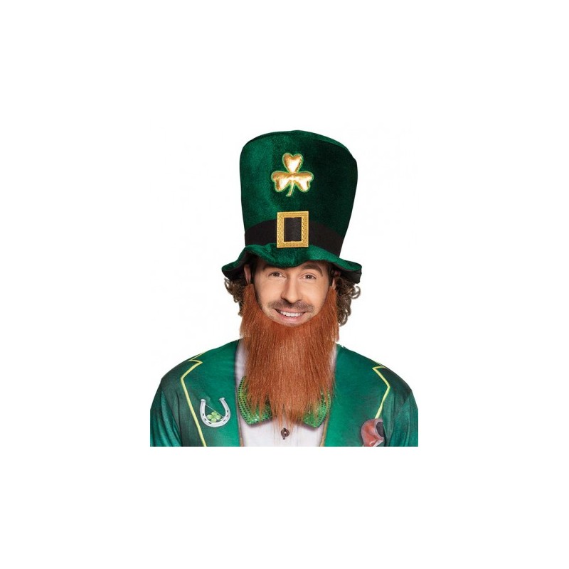 CHAPEAU TISSU SOUPLE VERT FONCE SAINT PATRICK AVEC BARBE ROUSSE CHAPEAU TISSU SOUPLE VERT FONCE SAINT PATRICK AVEC BARBE ROUSSE
