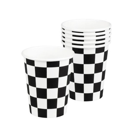 10 GOBELETS DAMIER NOIR ET BLANC 21 CL