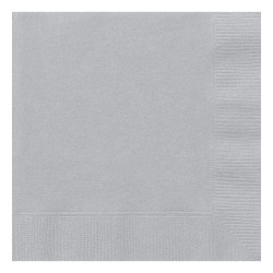 20 SERVIETTES PAPIER 2 PLIS ARGENT 33 X 33 CM