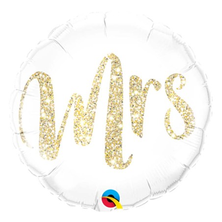 BALLON METALLIQUE ROND MRS GLITTER GOLD 46 CM