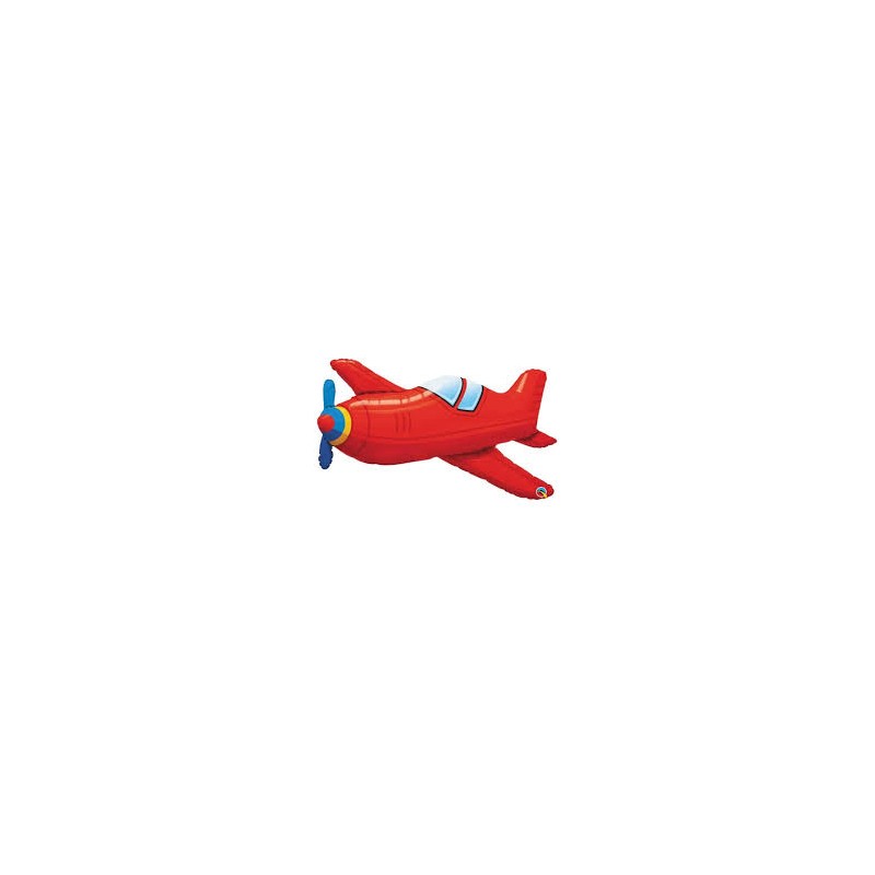 BALLON METALLIQUE AVION VINTAGE ROUGE 91 CM
