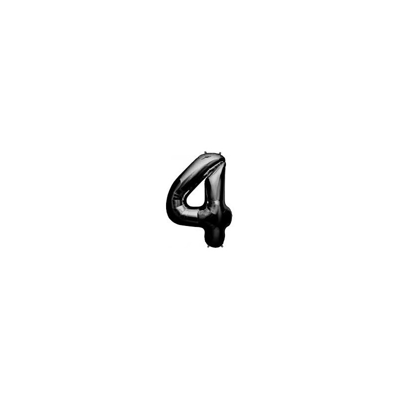 BALLON METALLIQUE CHIFFRE 4 NOIR 86 CM