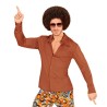 CHEMISE 70'S GROOVY STYLE MARRON TAILLE XXL