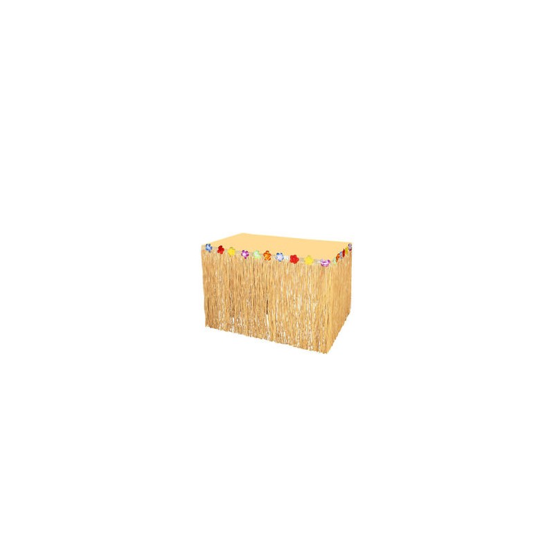 JUPE DE TABLE RAPHIA NATUREL HAWAI AVEC FLEURS 275 X 75 CM JUPE DE TABLE RAPHIA NATUREL HAWAI AVEC FLEURS 275 X 75 CM