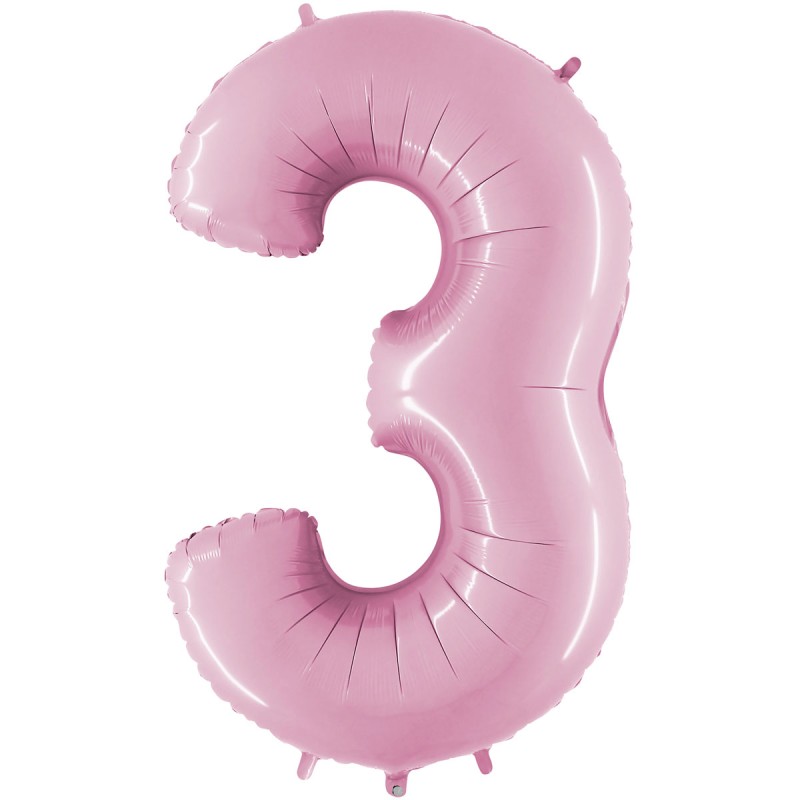 BALLON METALLIQUE CHIFFRE 3 ROSE CLAIR 100 CM BALLON METALLIQUE CHIFFRE 3 ROSE CLAIR 100 CM