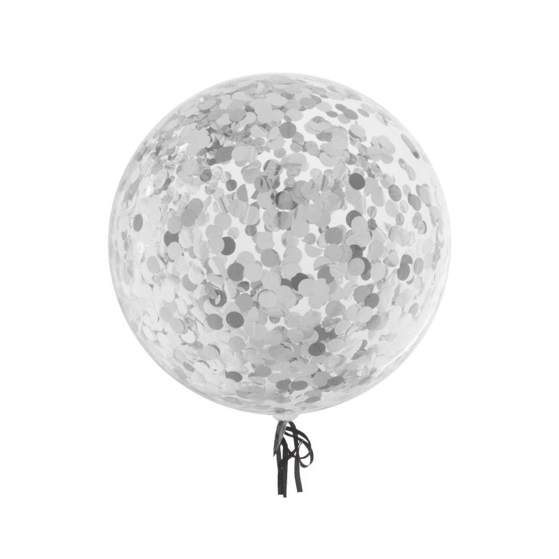 BALLON AQUA TRANSPARENT CONFETTIS BRILLANTS ARGENT 18" BALLON AQUA TRANSPARENT CONFETTIS BRILLANTS ARGENT 18"