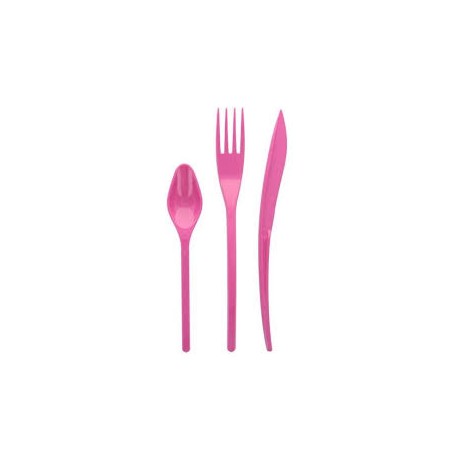 30 COUVERTS PLASTIQUES ROSE 