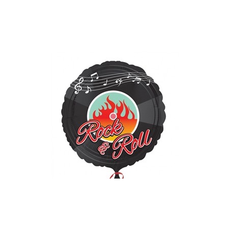 BALLON METALLIQUE ROND 43 CM THEME ROCK'N ROLL