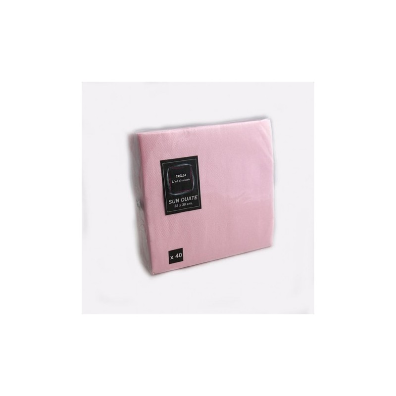 40 SERVIETTES SUN OUATE UNIE 38 X 38 CM ROSE PASTEL 40 SERVIETTES SUN OUATE UNIE 38 X 38 CM ROSE PASTEL
