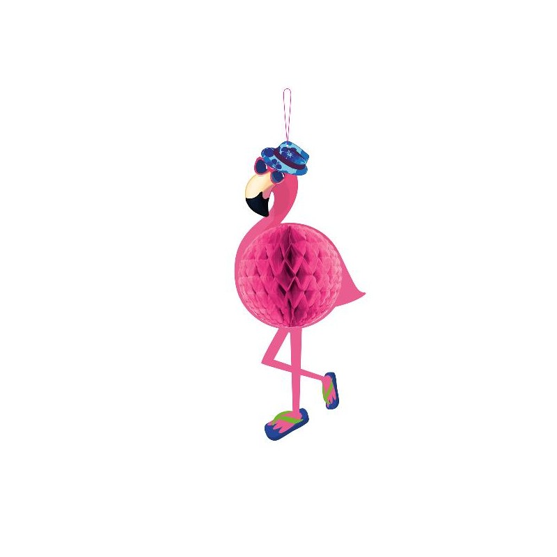 DECORATION NID D'ABEILLE A SUSPENDRE FLAMANT ROSE 22 X 58 CM DECORATION NID D'ABEILLE A SUSPENDRE FLAMANT ROSE 22 X 58 CM