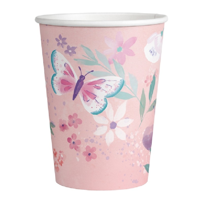 8 GOBELETS PAPILLONS ROSE 250 ML 8 GOBELETS PAPILLONS ROSE 250 ML