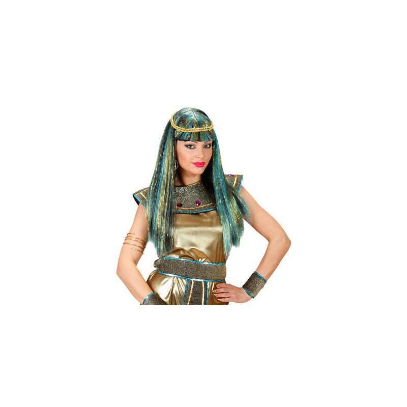 PERRUQUE CLEOPATRE LAMEE BLEUE ET NOIR PERRUQUE CLEOPATRE LAMEE BLEUE ET NOIR