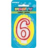 BOUGIE CHIFFRE 6 BLANC ET ROUGE