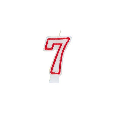 BOUGIE CHIFFRE 7 BLANC ET ROUGE