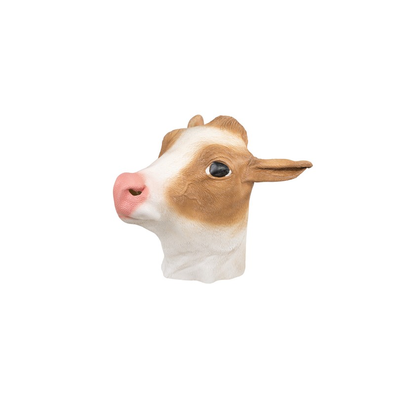 MASQUE LATEX VACHE MARRON ET BLANCHE MASQUE LATEX VACHE MARRON ET BLANCHE