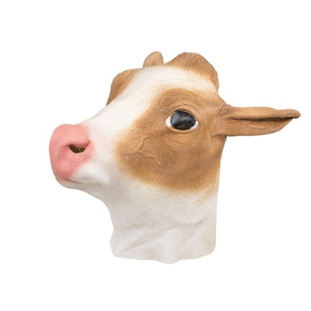 MASQUE LATEX VACHE MARRON ET BLANCHE