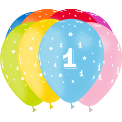 8 BALLONS BALLOONIA IMPRIMES TOUT AUTOUR CHIFFRE 1 MULTICOLORE