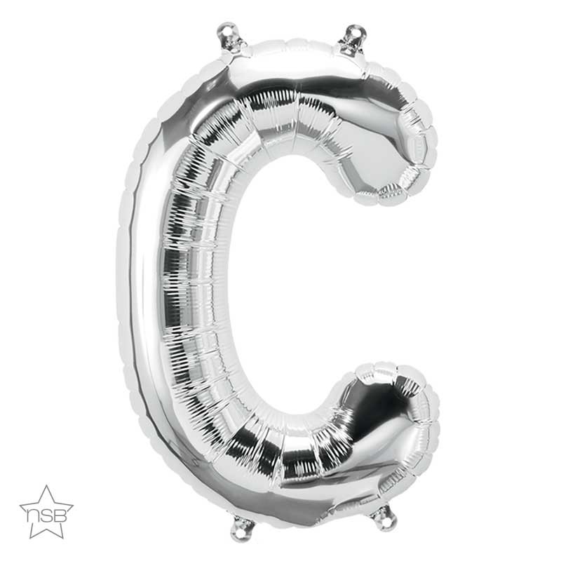 BALLON LETTRE METALLIQUE C ARGENT 40 CM BALLON LETTRE METALLIQUE C ARGENT 40 CM
