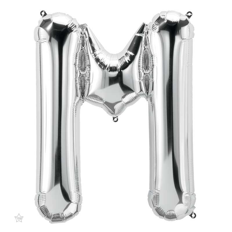 BALLON LETTRE METALLIQUE M ARGENT 40 CM BALLON LETTRE METALLIQUE M ARGENT 40 CM
