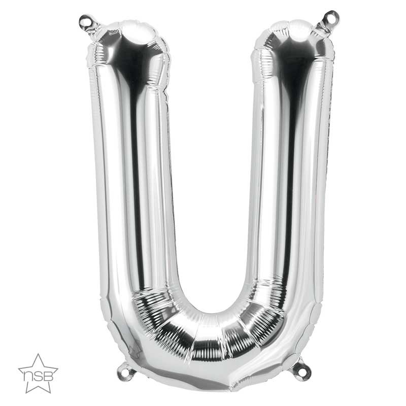BALLON LETTRE METALLIQUE U ARGENT 40 CM BALLON LETTRE METALLIQUE U ARGENT 40 CM