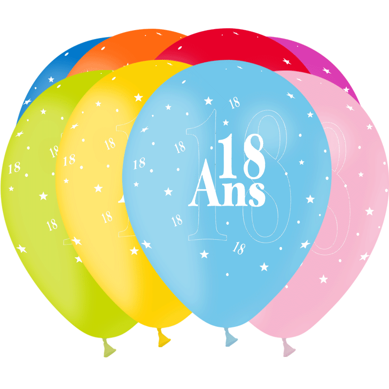 8 BALLONS BALLOONIA IMPRIMES TOUT AUTOUR 18 ANS MULTICOLORE 8 BALLONS BALLOONIA IMPRIMES TOUT AUTOUR 18 ANS MULTICOLORE