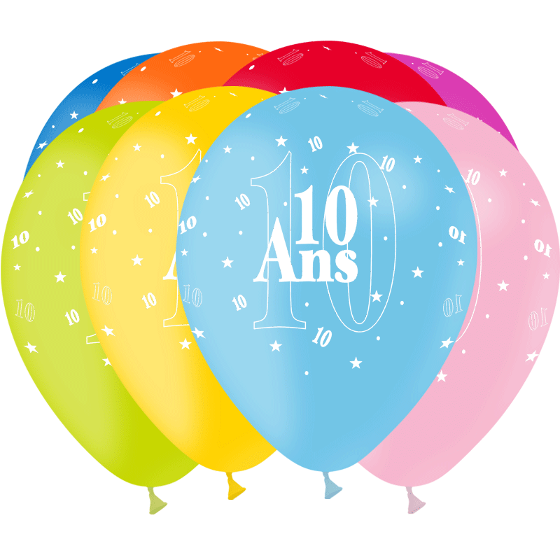 8 BALLONS BALLOONIA IMPRIMES TOUT AUTOUR 10 ANS MULTICOLORE 8 BALLONS BALLOONIA IMPRIMES TOUT AUTOUR 10 ANS MULTICOLORE
