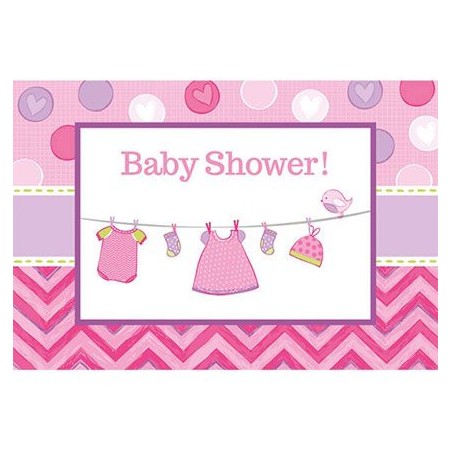 8 x CARTE D'INVITATION BABY SHOWER ROSE