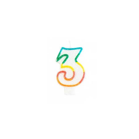 BOUGIE MULTICOLORE CHIFFRE 3