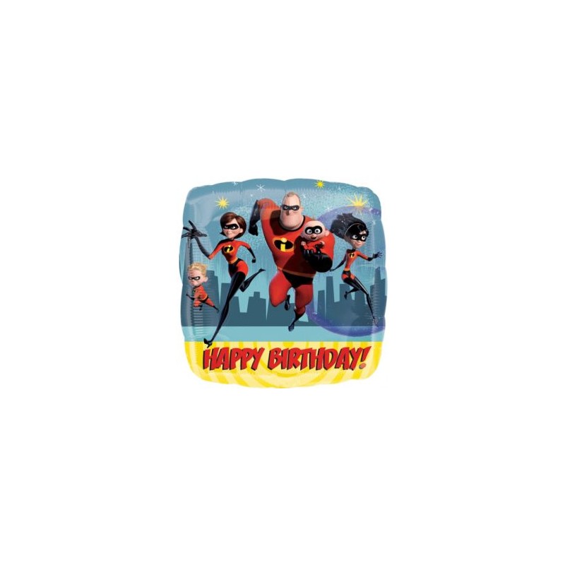 BALLON METALLIQUE CARRE INCREDIBLES 2 HAPPY BIRTHDAY 43 CM BALLON METALLIQUE CARRE INCREDIBLES 2 HAPPY BIRTHDAY 43 CM