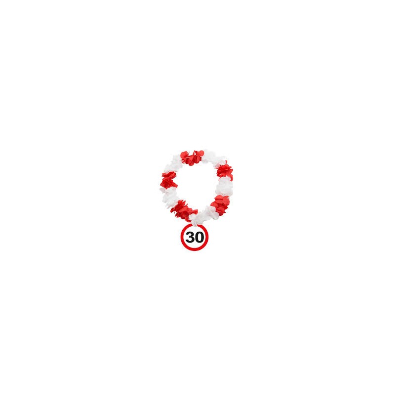 COLLIER HAWAI ROUGE ET BLANC 30 ANS 
