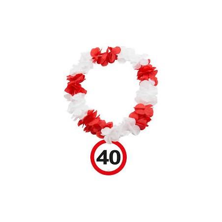 COLLIER HAWAI ROUGE ET BLANC 40 ANS 