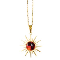 COLLIER SOLEIL AVEC RUBIS ROUGE AU MILIEU 