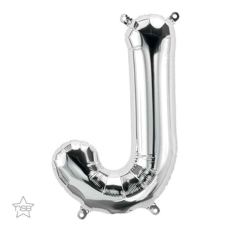 BALLON LETTRE METALLIQUE J ARGENT 40 CM BALLON LETTRE METALLIQUE J ARGENT 40 CM