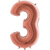 BALLON METALLIQUE CHIFFRE 3 ROSE GOLD 66 CM