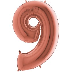 BALLON METALLIQUE CHIFFRE 9 ROSE GOLD 66 CM