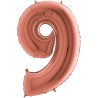 BALLON METALLIQUE CHIFFRE 9 ROSE GOLD 66 CM