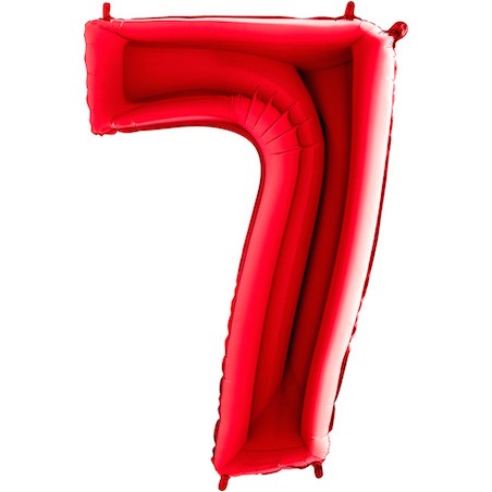 BALLON METALIQUE CHIFFRE ROUGE 7 35 CM