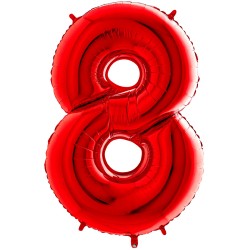 BALLON METALIQUE CHIFFRE ROUGE 8 35 CM
