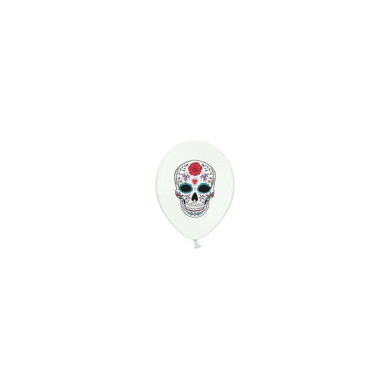 SACHET DE 6 BALLONS BLANC AVEC IMPRIME JOUR DE LA MORT 30 CM SACHET DE 6 BALLONS BLANC AVEC IMPRIME JOUR DE LA MORT 30 CM