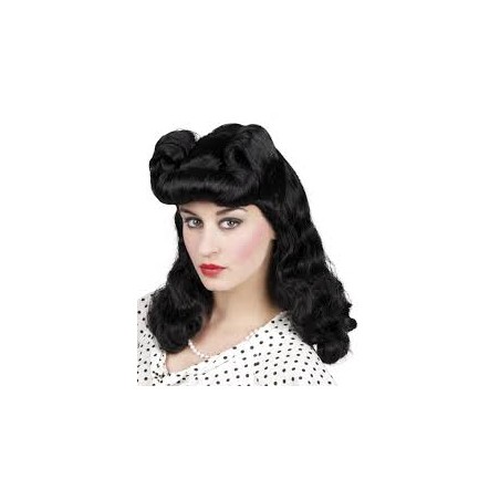 PERRUQUE NOIRE ONDULEE ANNEES 50 FEMME