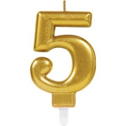 BOUGIE CHIFFRE 5 OR 