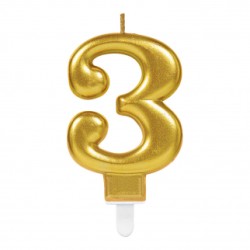 BOUGIE CHIFFRE 3 OR 