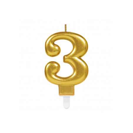 BOUGIE CHIFFRE 3 OR 