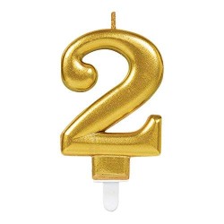BOUGIE CHIFFRE 2 OR 